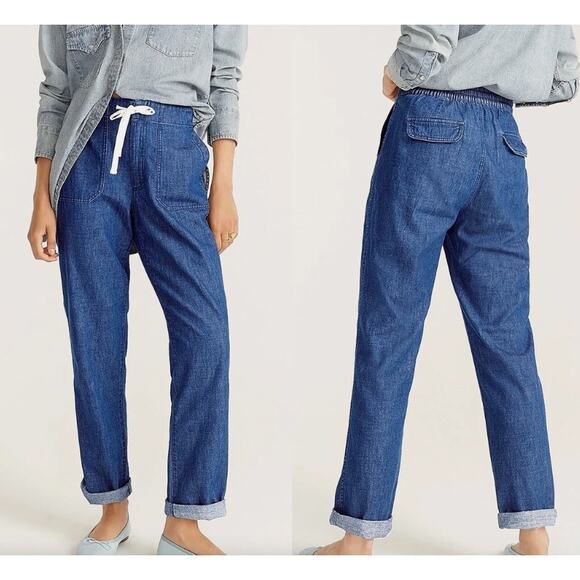 J. Crew Chambray Camp Pants Women's XL Everyday Simple Capsule Easy Fall - Picture 1 of 10